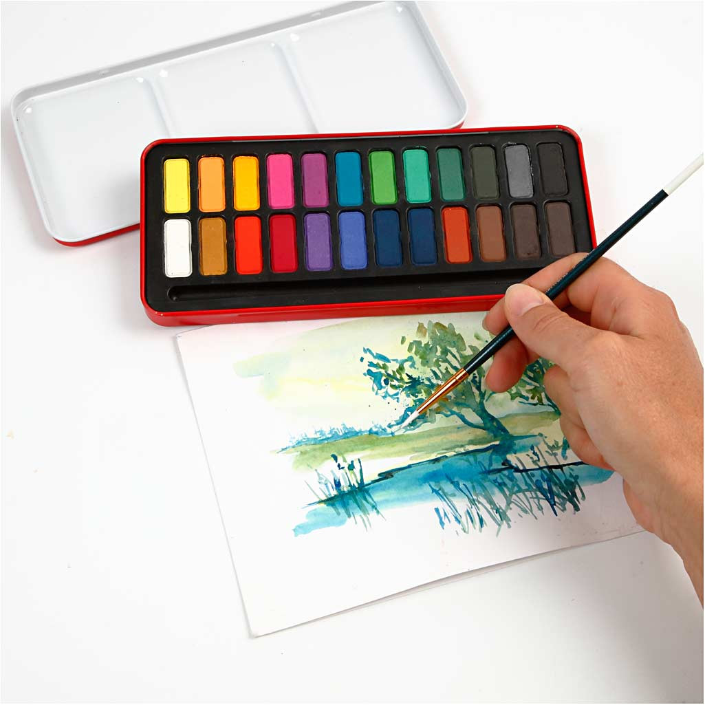 Aquarell-Farbset Größe 12x30 mm Sortierte Farben 24Farben