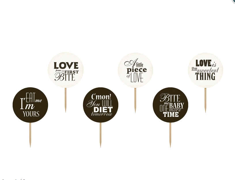 Cupcake Toppers, "Sweet Love", 6 Stück/Packung