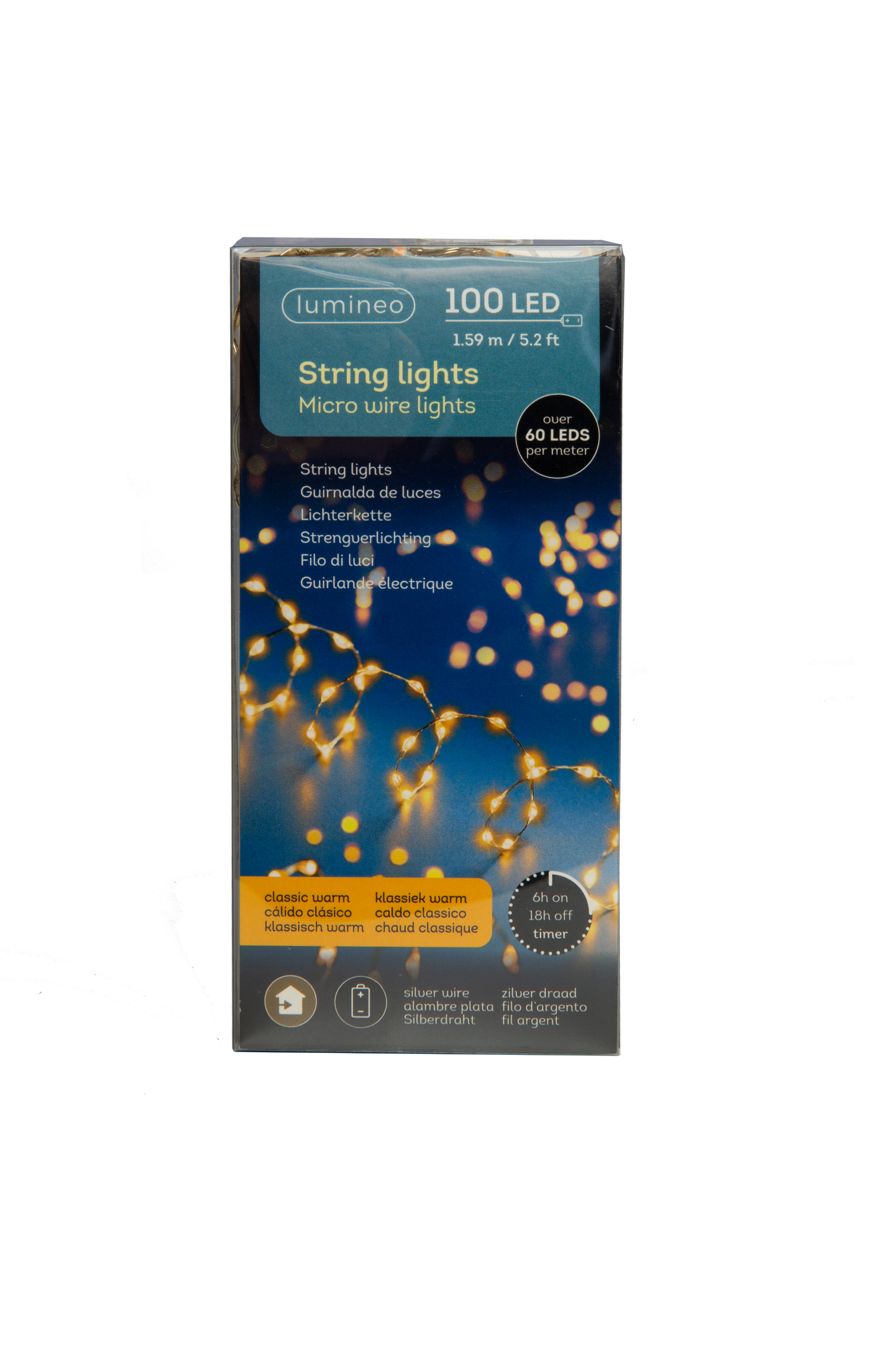 Lichterkette mit 100 LED-Lichtern warmweiß Länge 6m