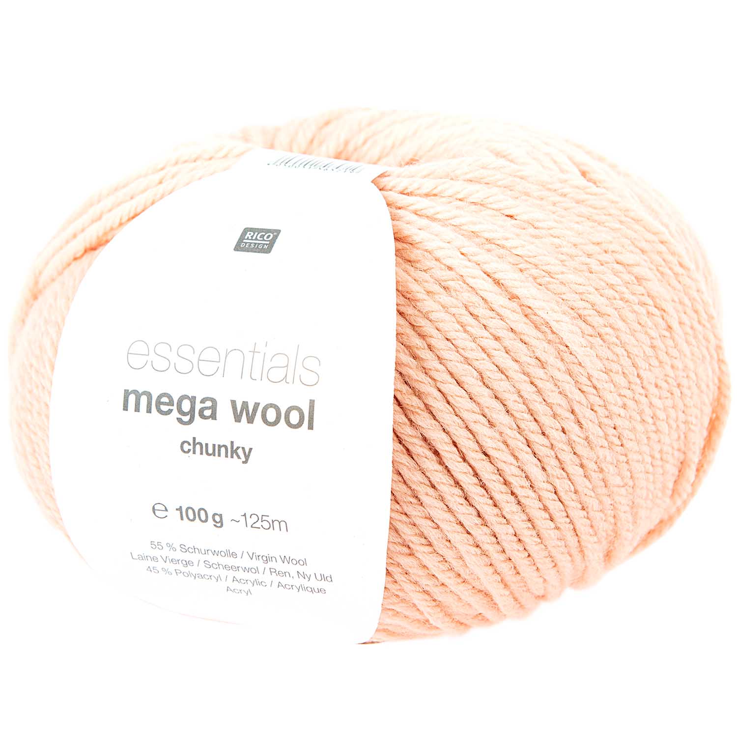 Rico Essentials Mega Wool,  55% Schurwolle/45 % Polyacryl, 100g, 125m