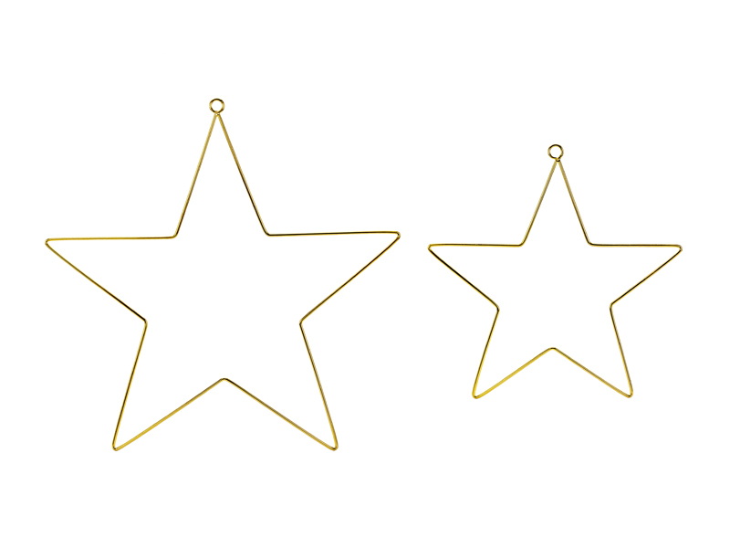 Metall Sterne 2er Set, 20cm und 28cm, gold glänzend Drahtstern 