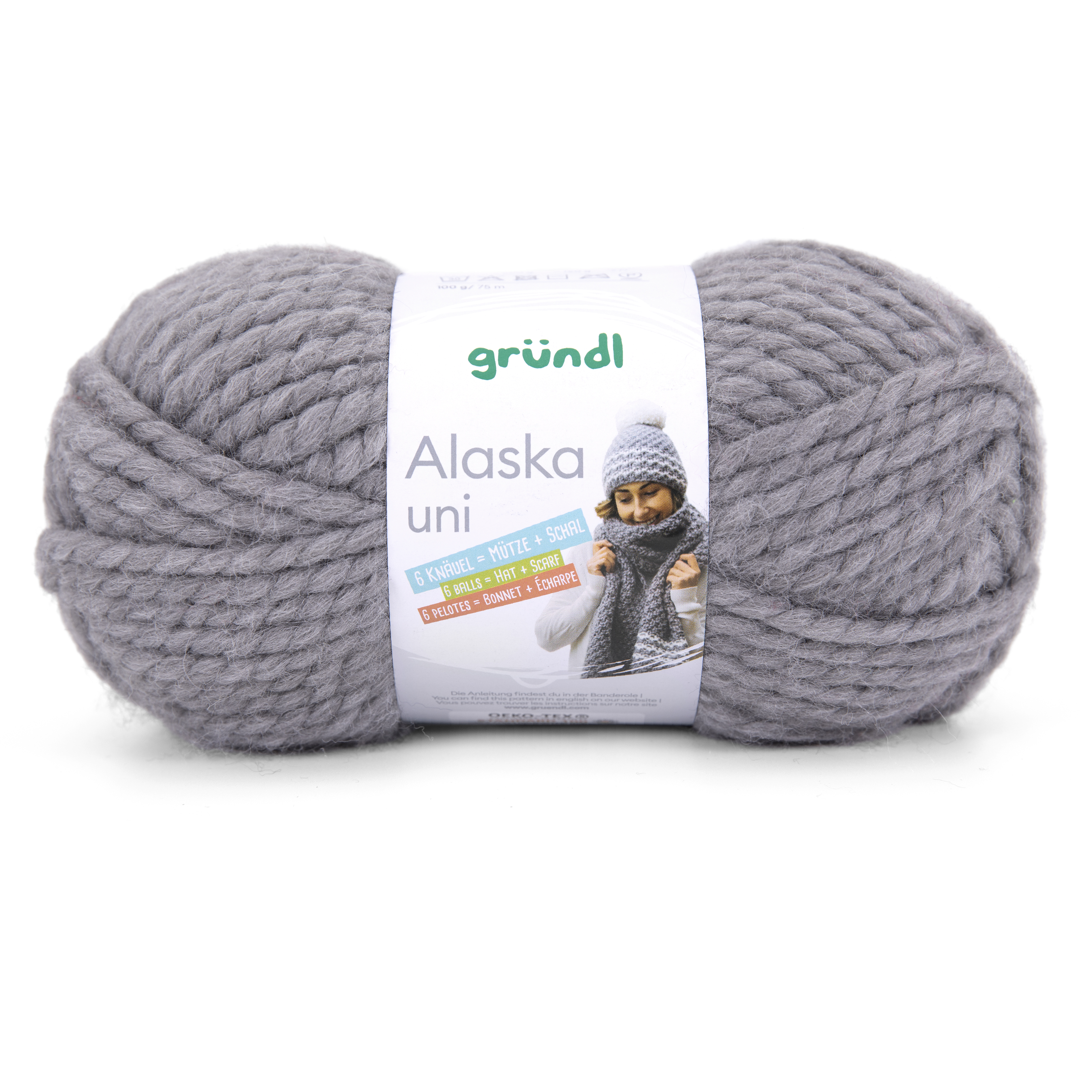 Gründl Alaska Wolle Uni MITTELGRAU 100g 75m