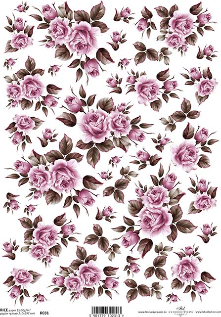 Reispapier Rosen rosa A4 210x297mm 20-30g/m² 1 Bogen