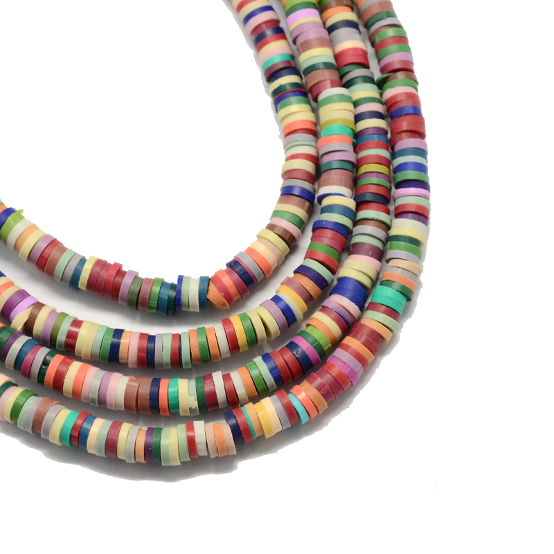 Polymerclay Perlen Scheiben 6x1mm bunt sortiert, 380-400Stk./Strang Heishi Perlen Fimo Scheiben