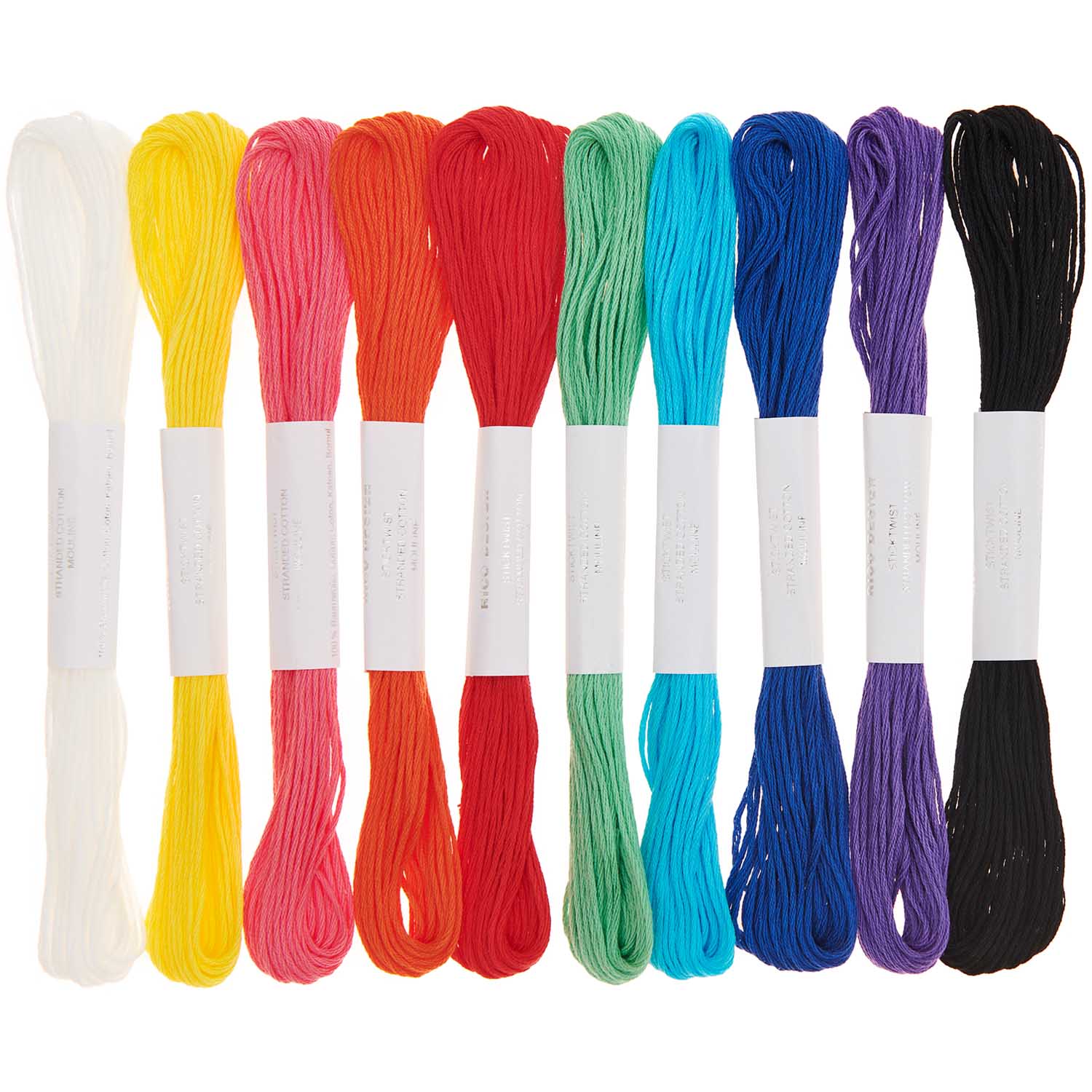 Stickgarnset Rainbow 100% Baumwolle 6-fädig 10 versch. Farben 8m/Farbe