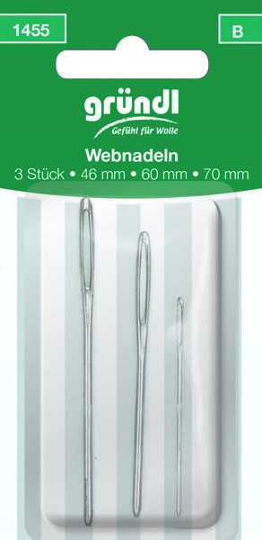 Webnadeln 3er Packung, 40mm+60mm+70mm, großes Öhr