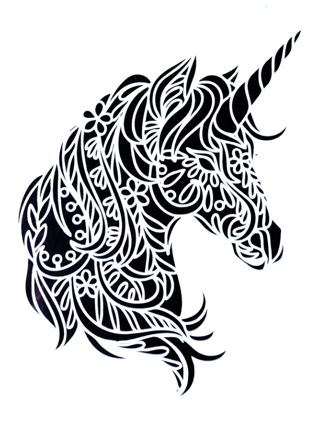 Schablone Einhorn Unicorn Stencil A4