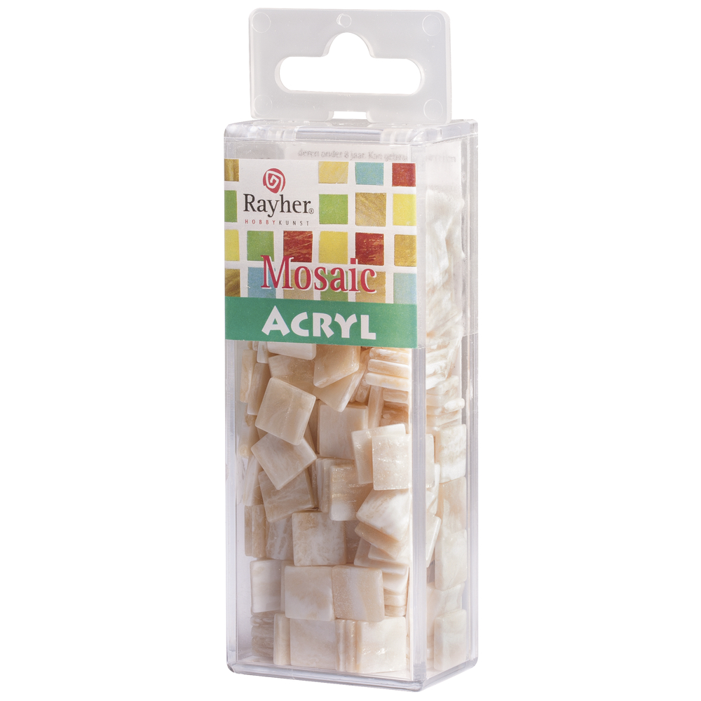 Acrylmosaik marmoriert alabaster weiß, 1x1cm, 50g/ca. 205 Stück Acryl-Mosaik