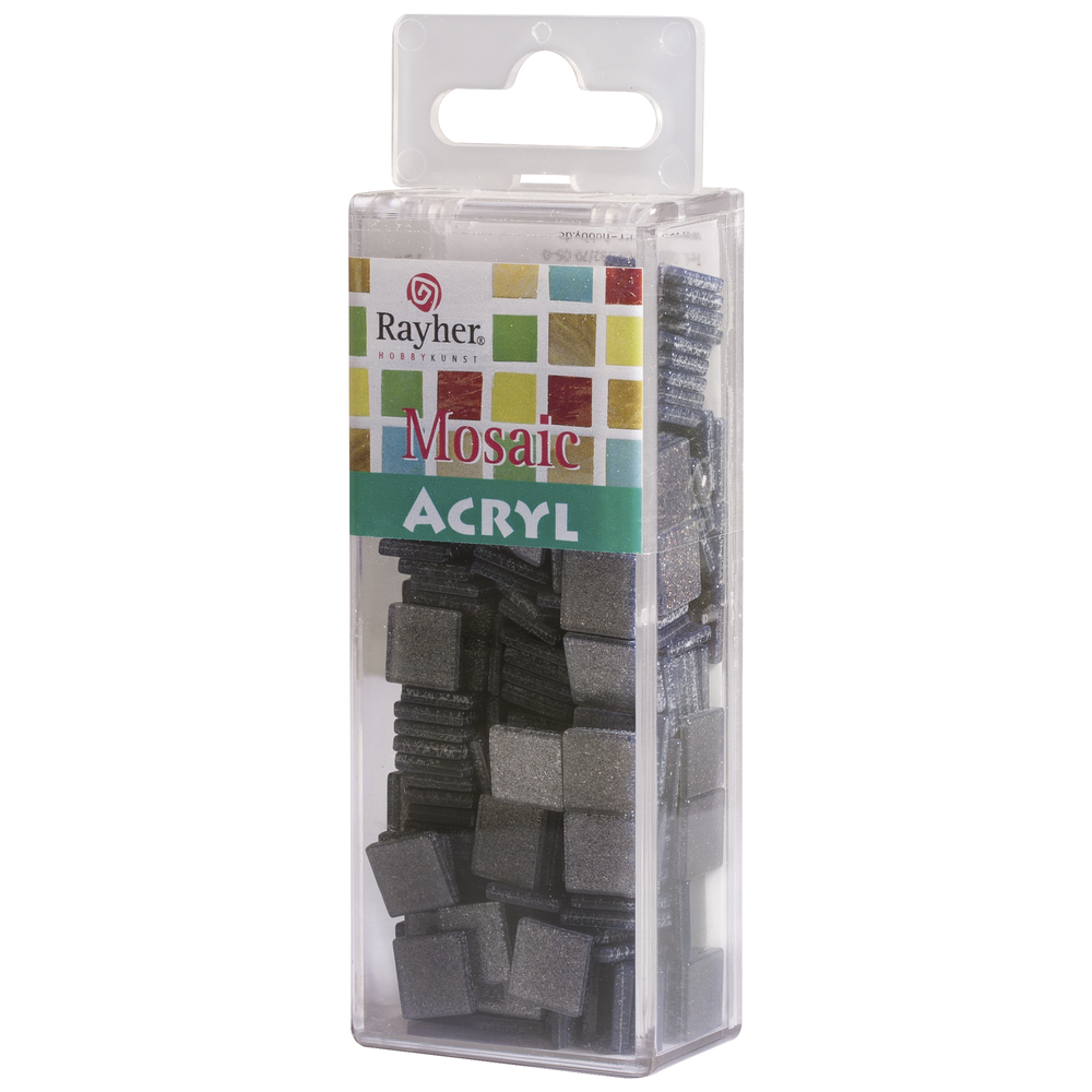 Acrylmosaik glitter schiefergrau 1x1cm, 50g/ca.205 Stk. Glitter-Acryl-Mosaik