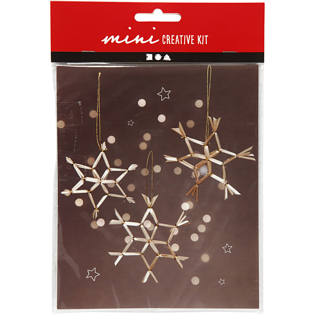 Mini Bastelpackung Strohsterne, 10cm, 3 Stück/Set Sterne aus Strohhalmen Kreativ-Set