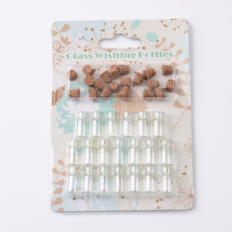 Mini Gläser mit Kork, 16x22mm, 20 Stück/Pkg., Wishing Bottles, Glasfläschchen, Miniflaschen, 