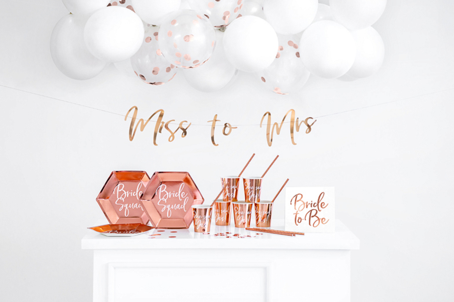 BRIDE TO BE - Set Roségold Dekoration 60teilig