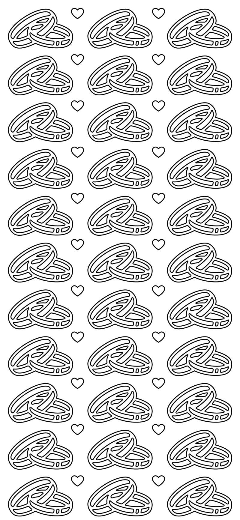 Konturensticker Ringe Eheringe Herzen Stickerbogen Oberfläche matt 10x23cm