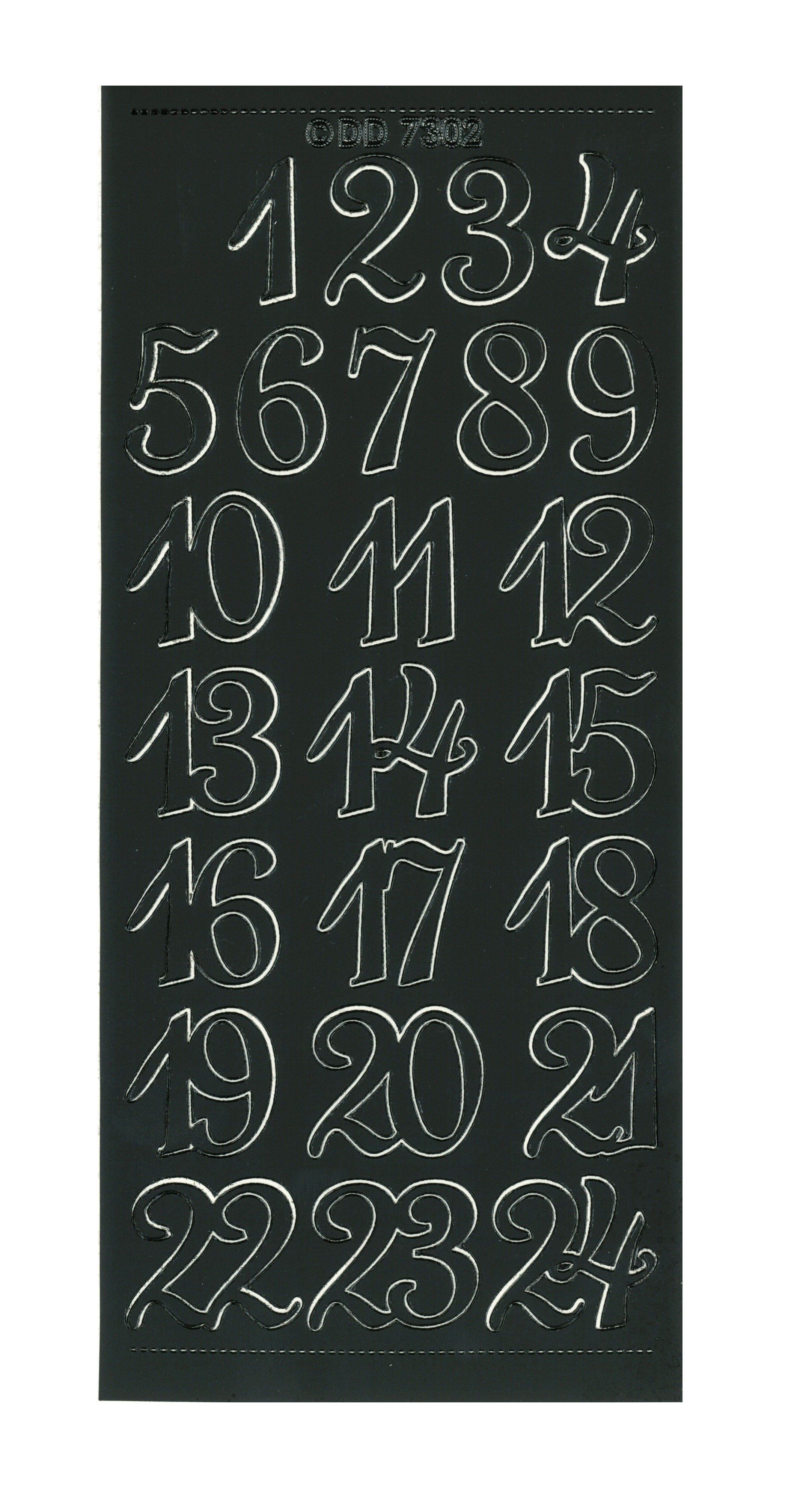 Konturensticker Advent Numbers 1 Bogen 10x23cm Konturensticker Advent Numbers 1 Bogen 10x23cm