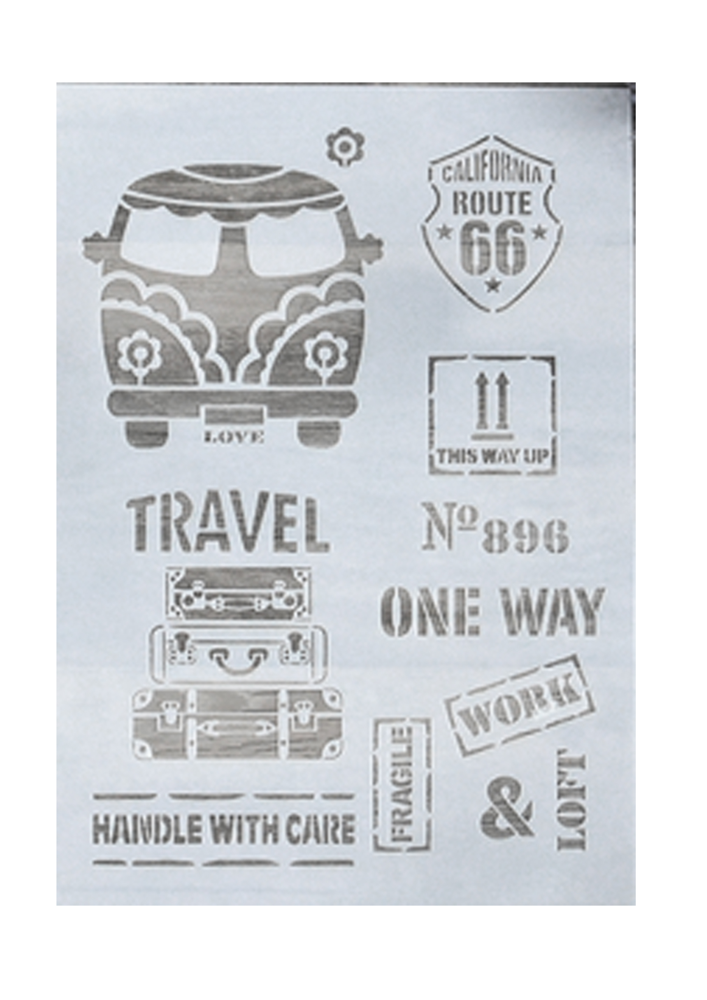 Universal-Schablone VW Bus Travel Reisen Schablone Stencil Template Schablone DIN A4