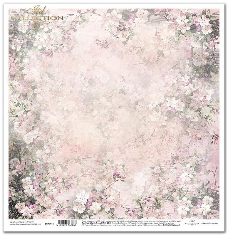 Sommerzeit – Blumenhintergrund Rosa Scrapbooking Papier 310 x 320 mm 200 g/m² 