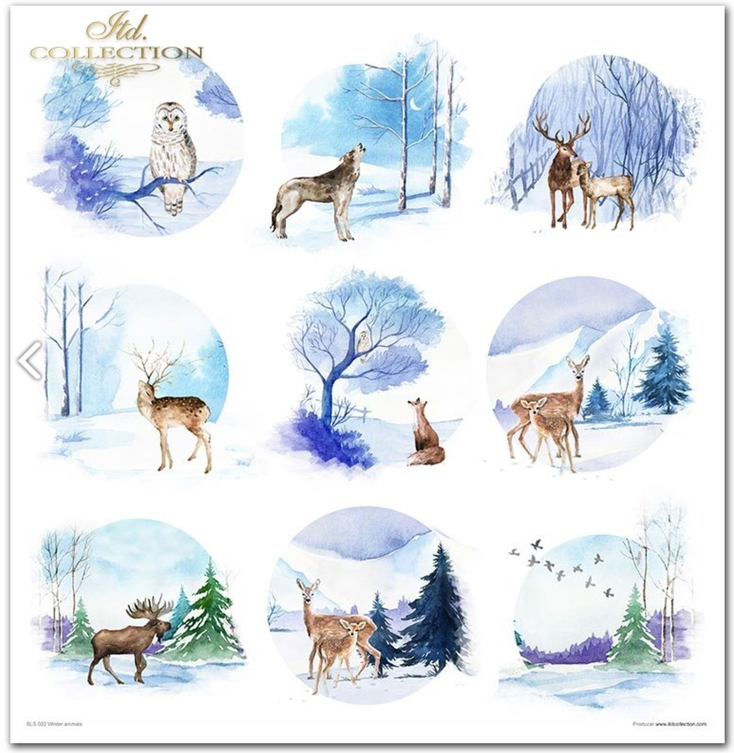 Scrapbooking-Papier Set Winter Animals 10 Stk/Pkg. 30x30cm 200g