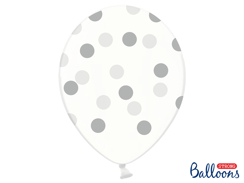 Balloons Luftballon Punkte silber-transparent 6 Stück 