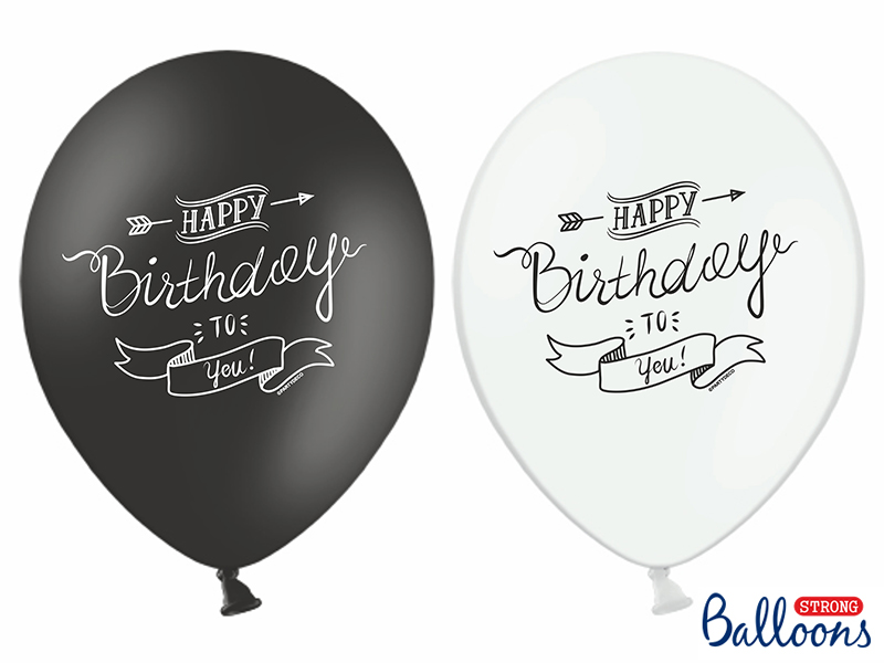 Luftballons bedruckt Happy Birthday, 6 Stück 