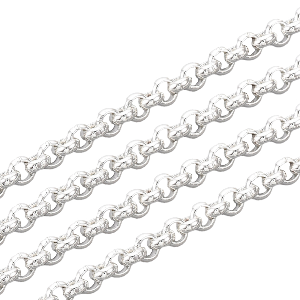 Edelstahlkette 304 mit runden Kettengliedern silberfarbig ungescheißt 4x1,5 mm 1m 