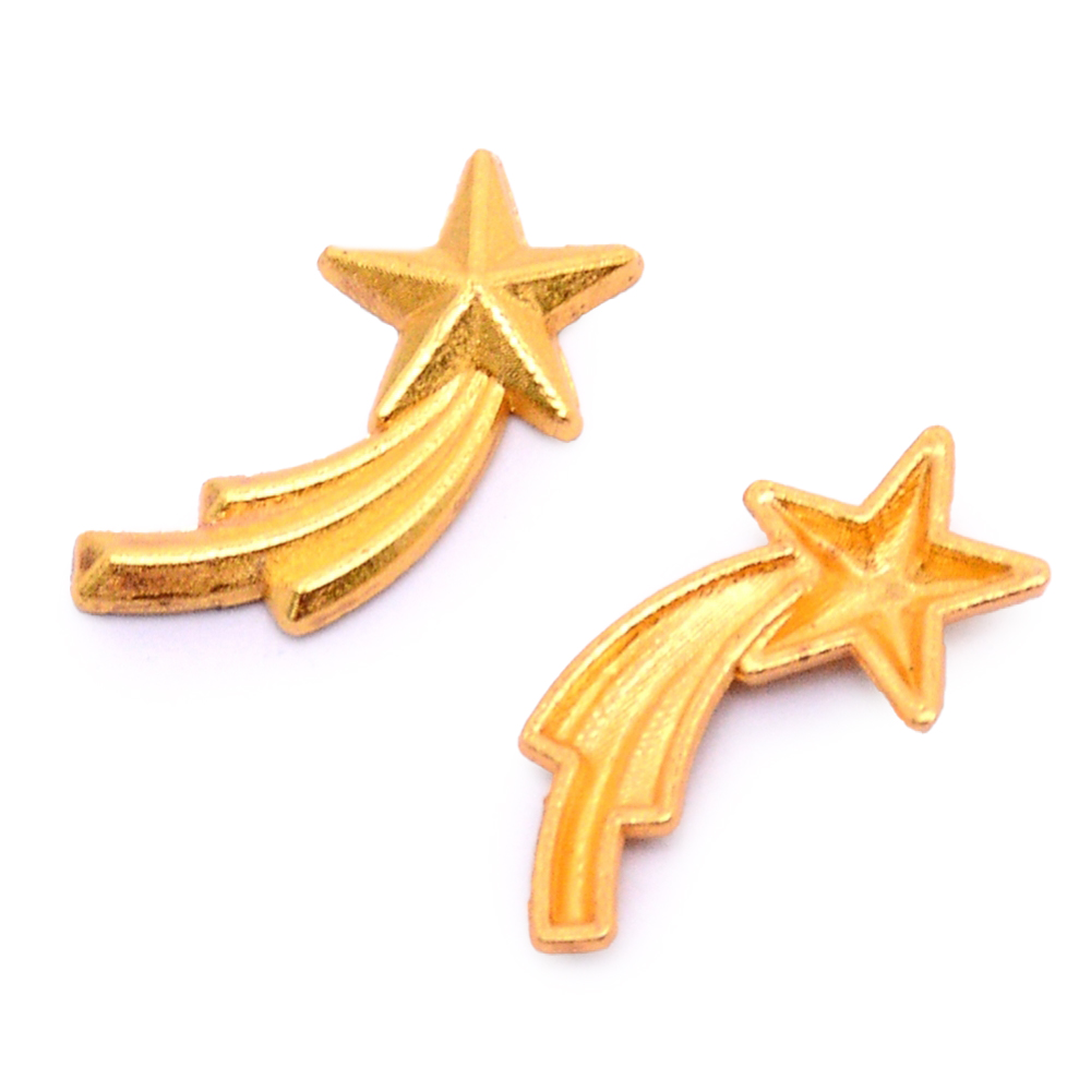 Schweifsterne aus Metall goldfarbig 14x7mm 10 Stück Schweifsterne aus Metall goldfarbig 14x7mm 10 Stück