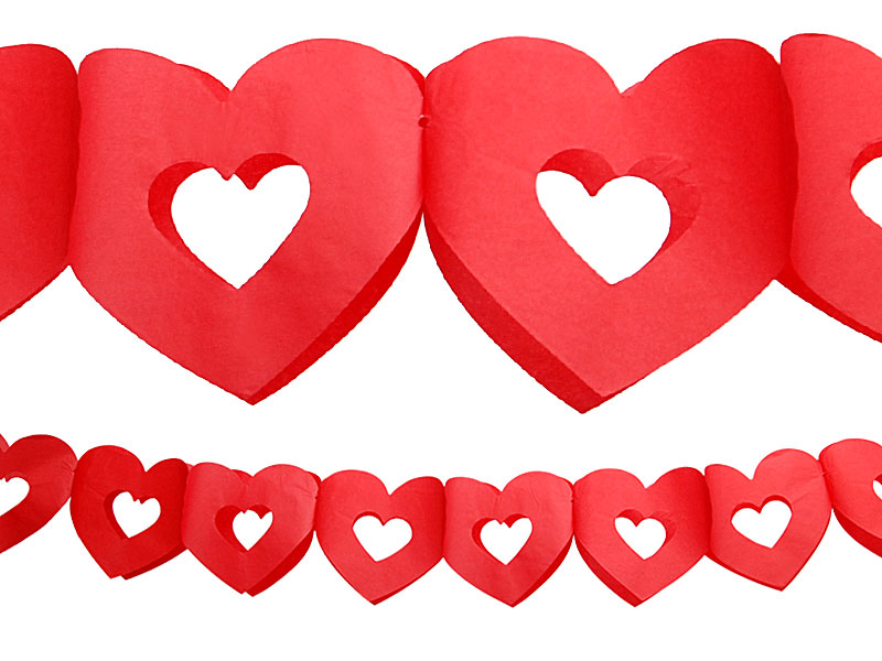  Papiergirlande Herzen rot, 13cm x3m Löschpapier-Herzgirlande