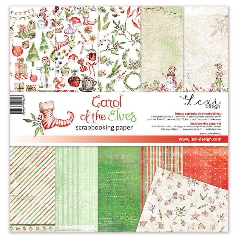 Carol of the Elves Scrapbooking-Papier Set 30,5cmx30,5cm 11 Bögen doppelseitig 250g/m²