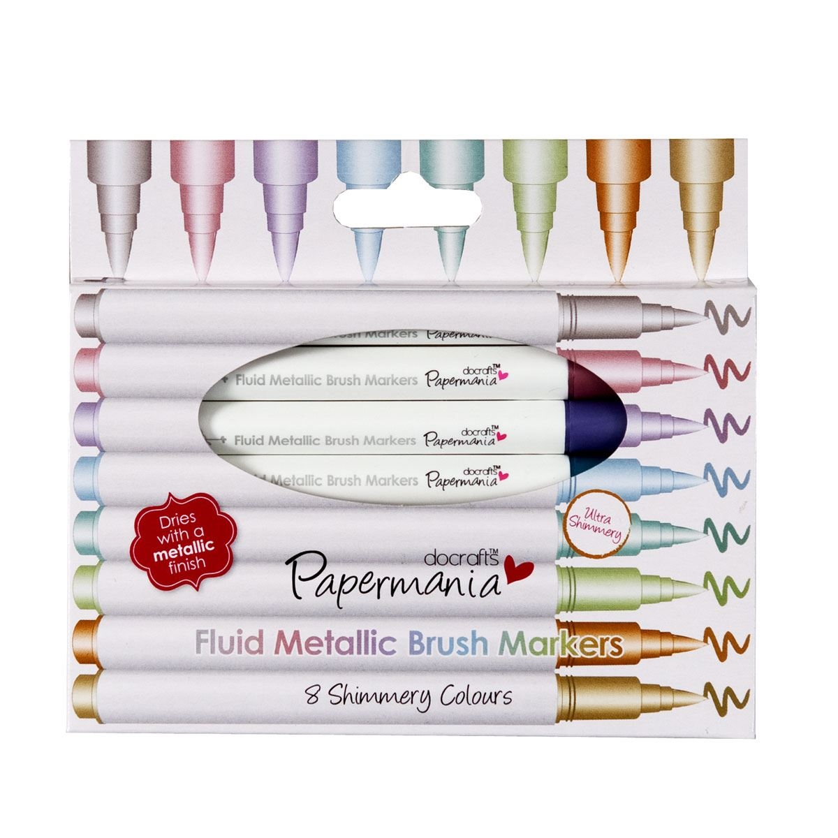 Docrafts Brush Marker Pinselstift Fluid Metallic 8 Stück 