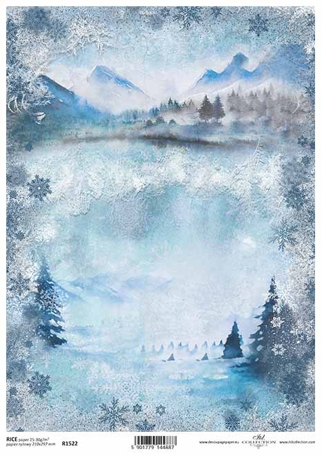 Reispapier Winterlandschaft A4 210x297mm 25-30g/m² 1 Bogen 