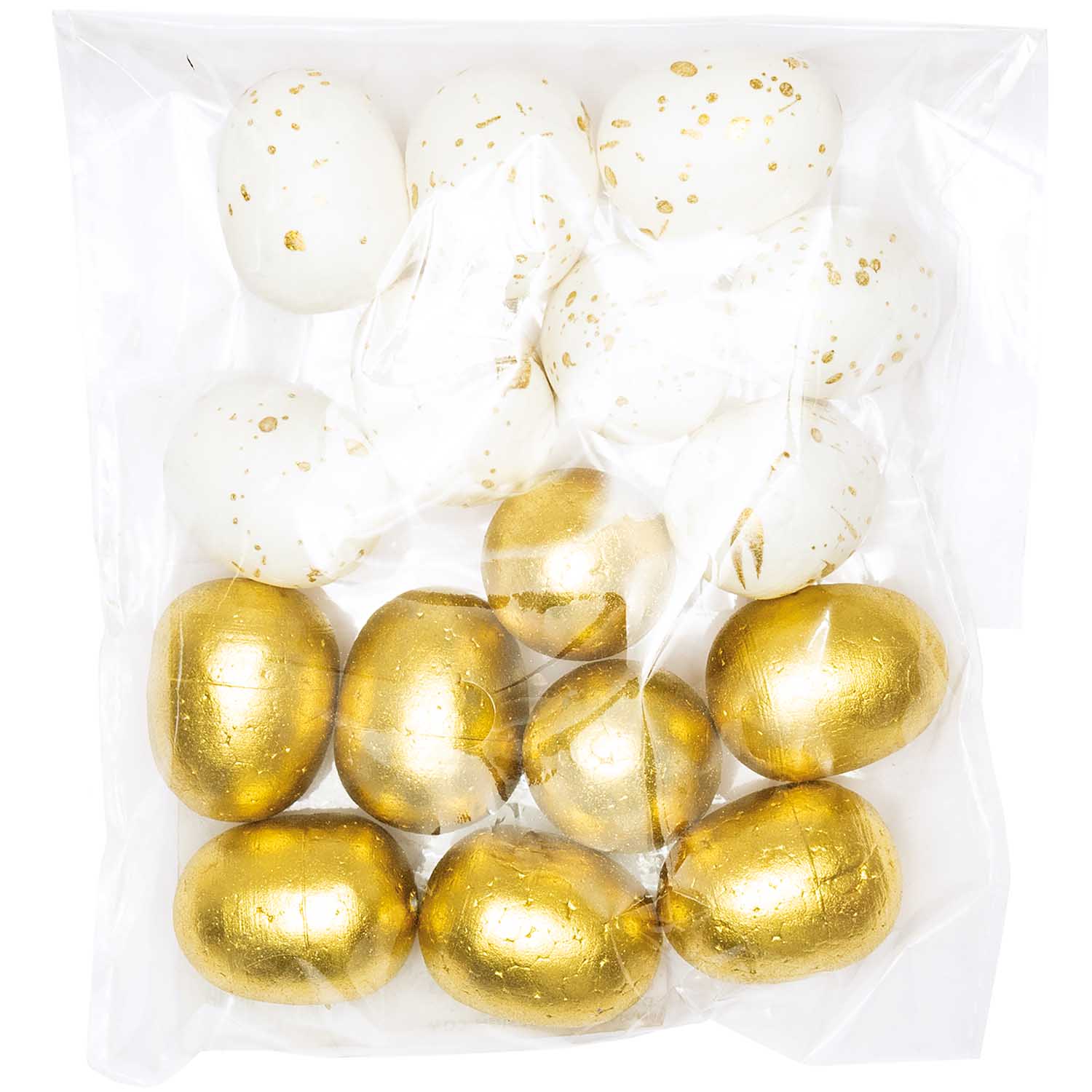 Styropor-Eier gold/weiß 3cm 16 Stück 