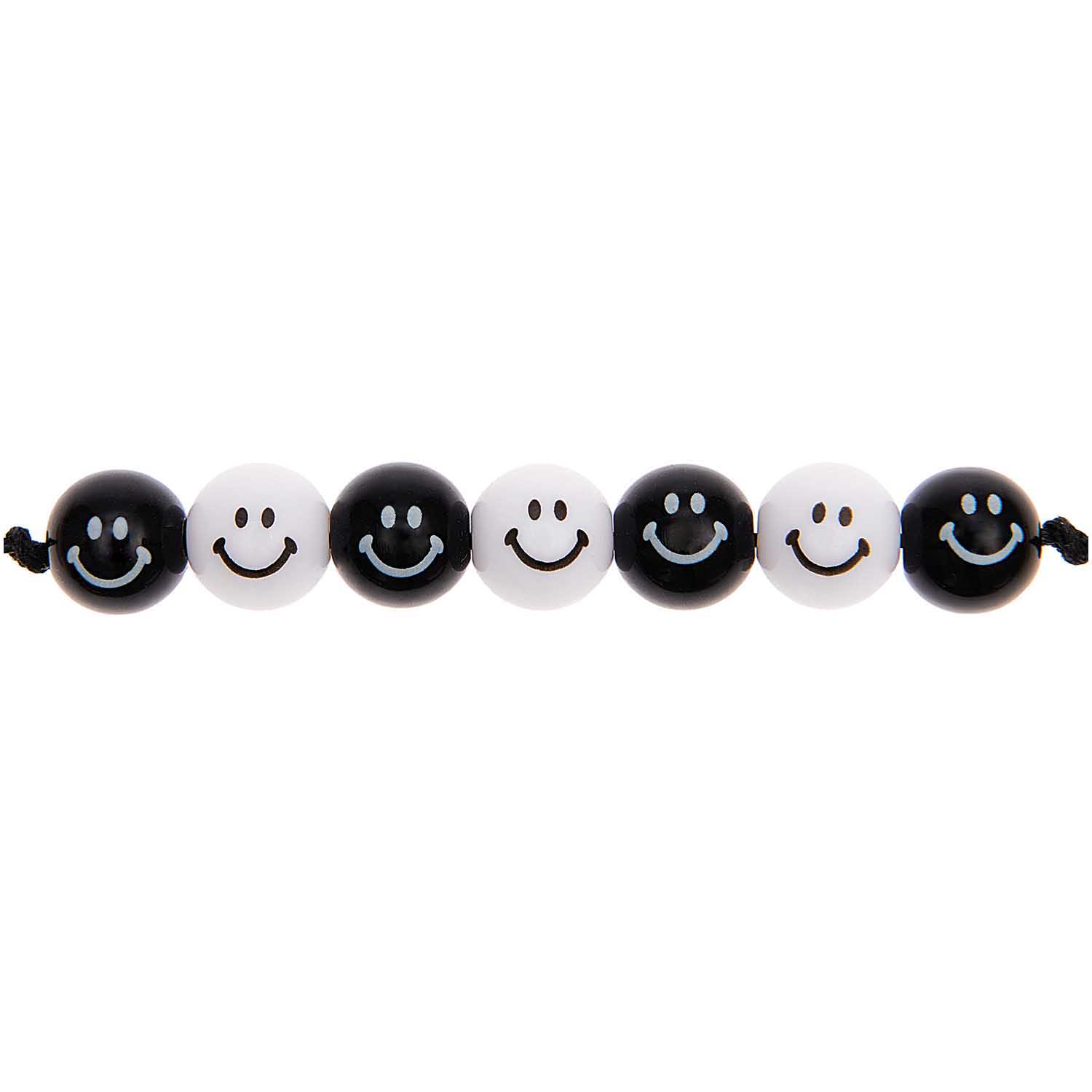 Smiley® Originals Perlen rund schwarz-weiß 10mm 21 Stück