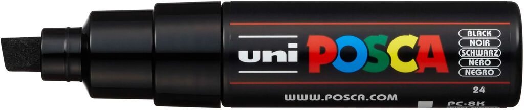 UNI POSCA Marker PC-8K SCHWARZ breite Keilspitze 8 mm UNI POSCA Marker PC-8K SCHWARZ breite Keilspitze 8 mm
