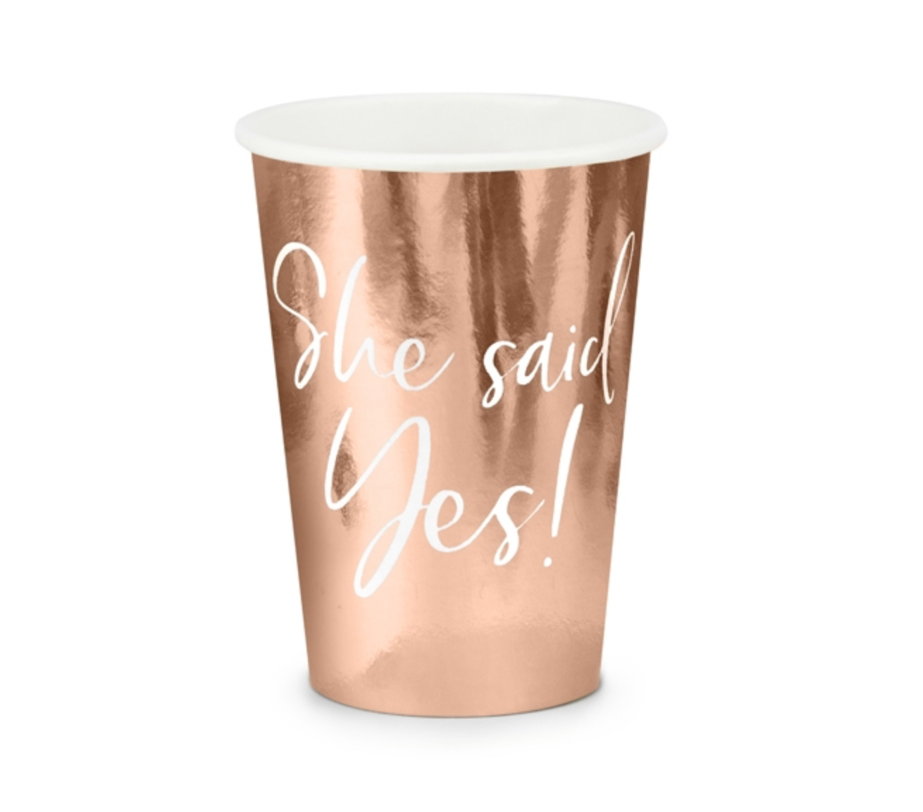 Paper Cups Pappbecher She said YES 220ml 6 Stück roségold