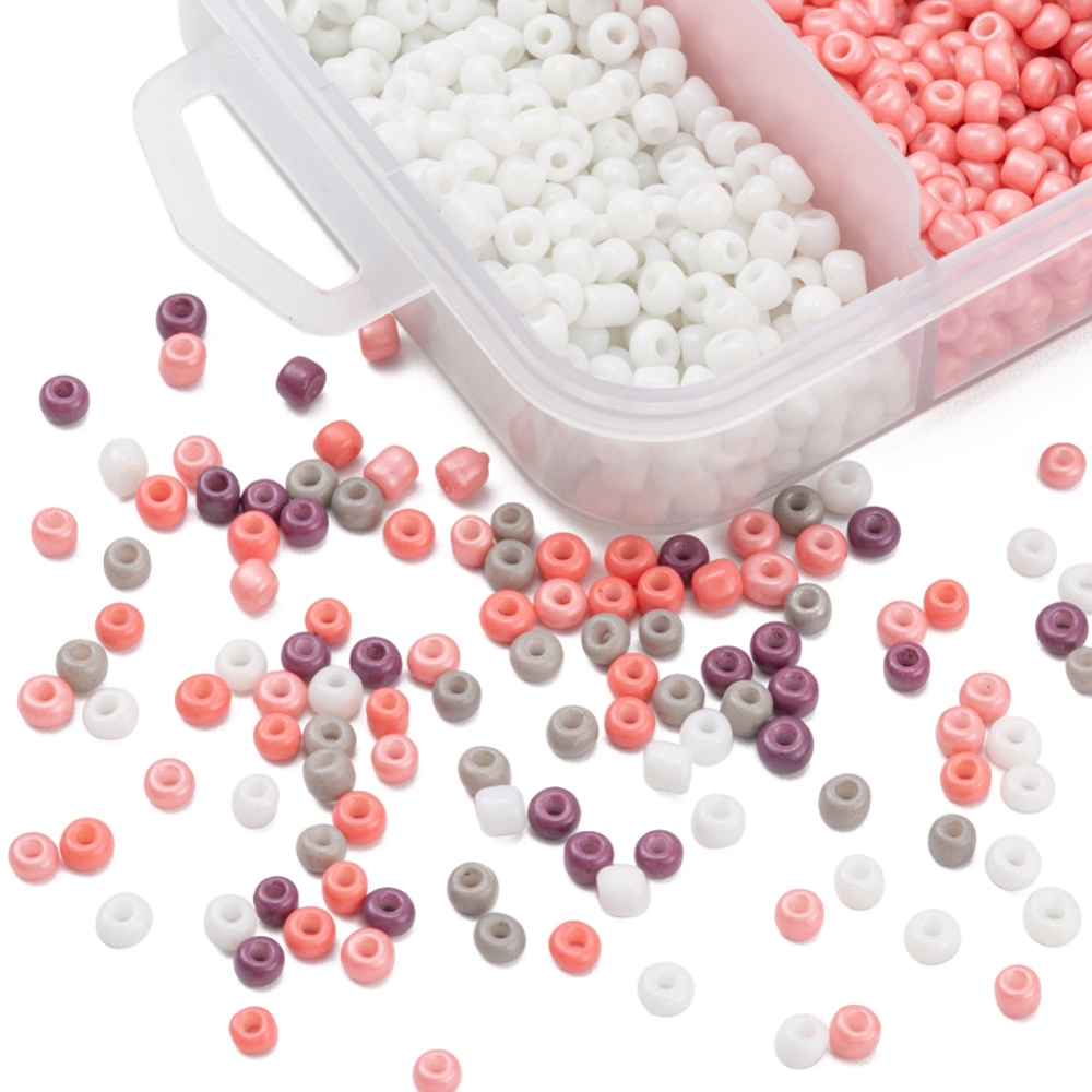 Rocailles Perlen Mix-Set 5 Farben 3-3,5mm Seed Beads 8/0 1900 Stück Rocailles Perlen Mix-Set 5 Farben 3-3,5mm Seed Beads 8/0 1900 Stück