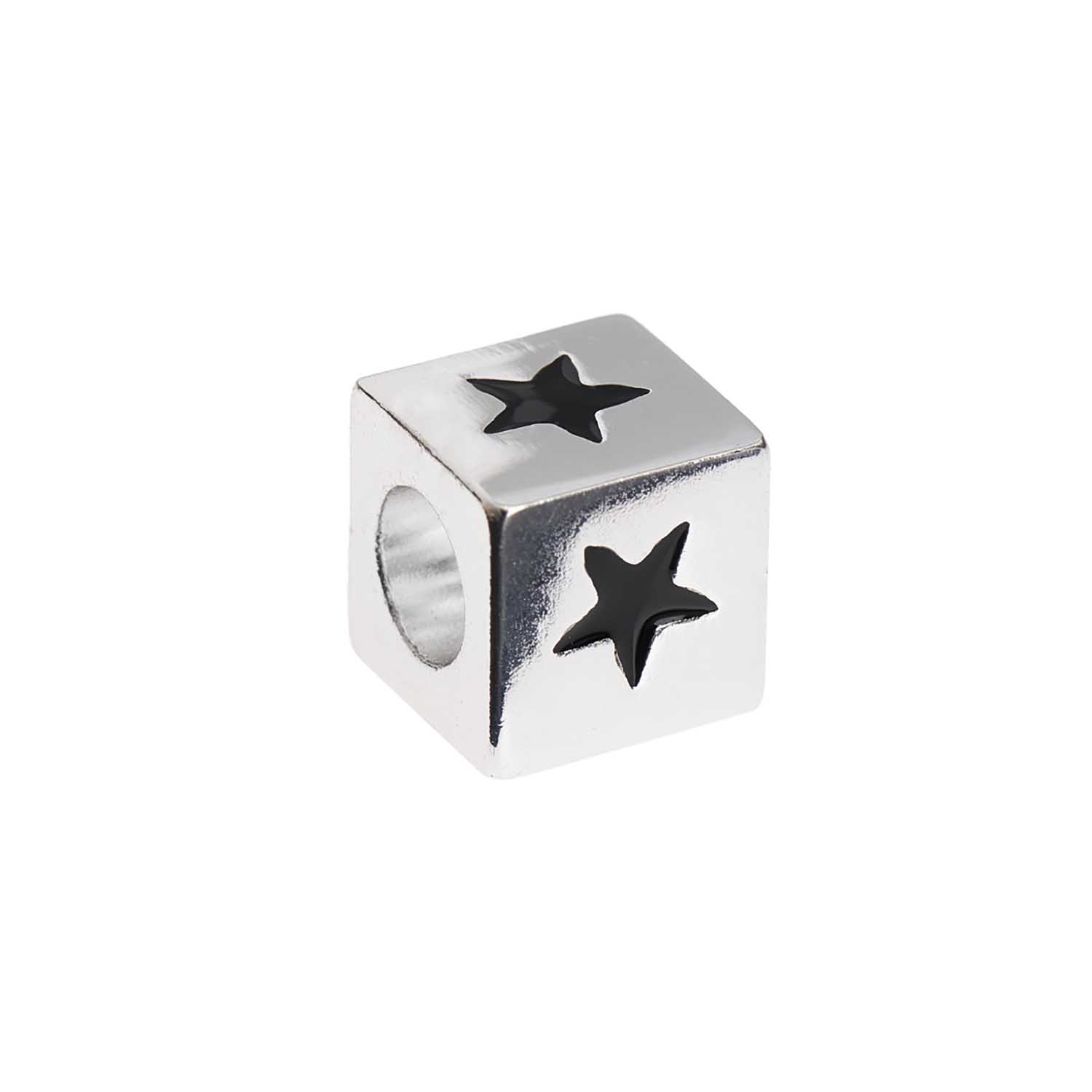 Buchstabenperle-Würfel silber 10x10mm Buchstabenperle-Würfel silber 10x10mm
