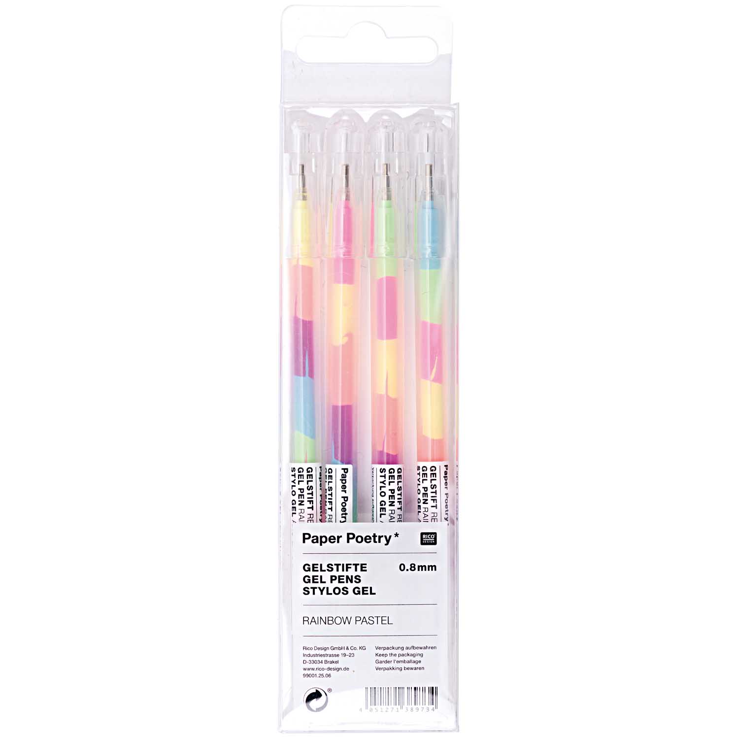 Gelstifte-Set Rainbow Pastel 4 Stück 0,8mm Stylo Pen