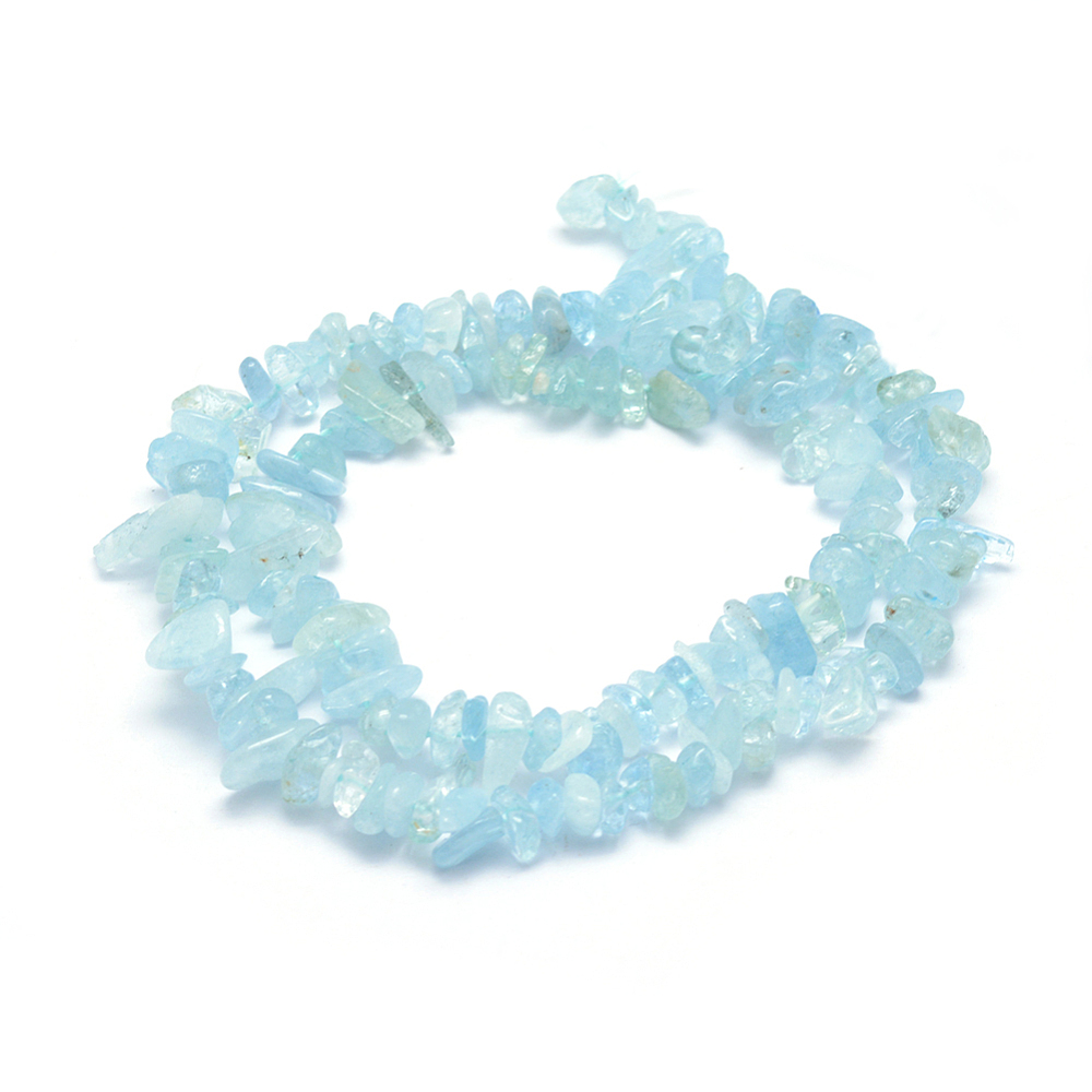 Natürliche Aquamarin Edelsteinsplitter Strang 5–7 mm Loch 0,8 mm 40m