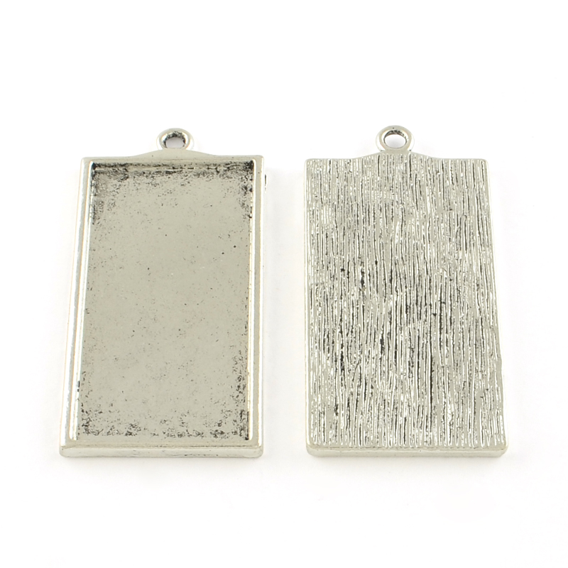 Schmuckkessel Anhänger viereckig, 54x27mm, antiksilber, per Stück
