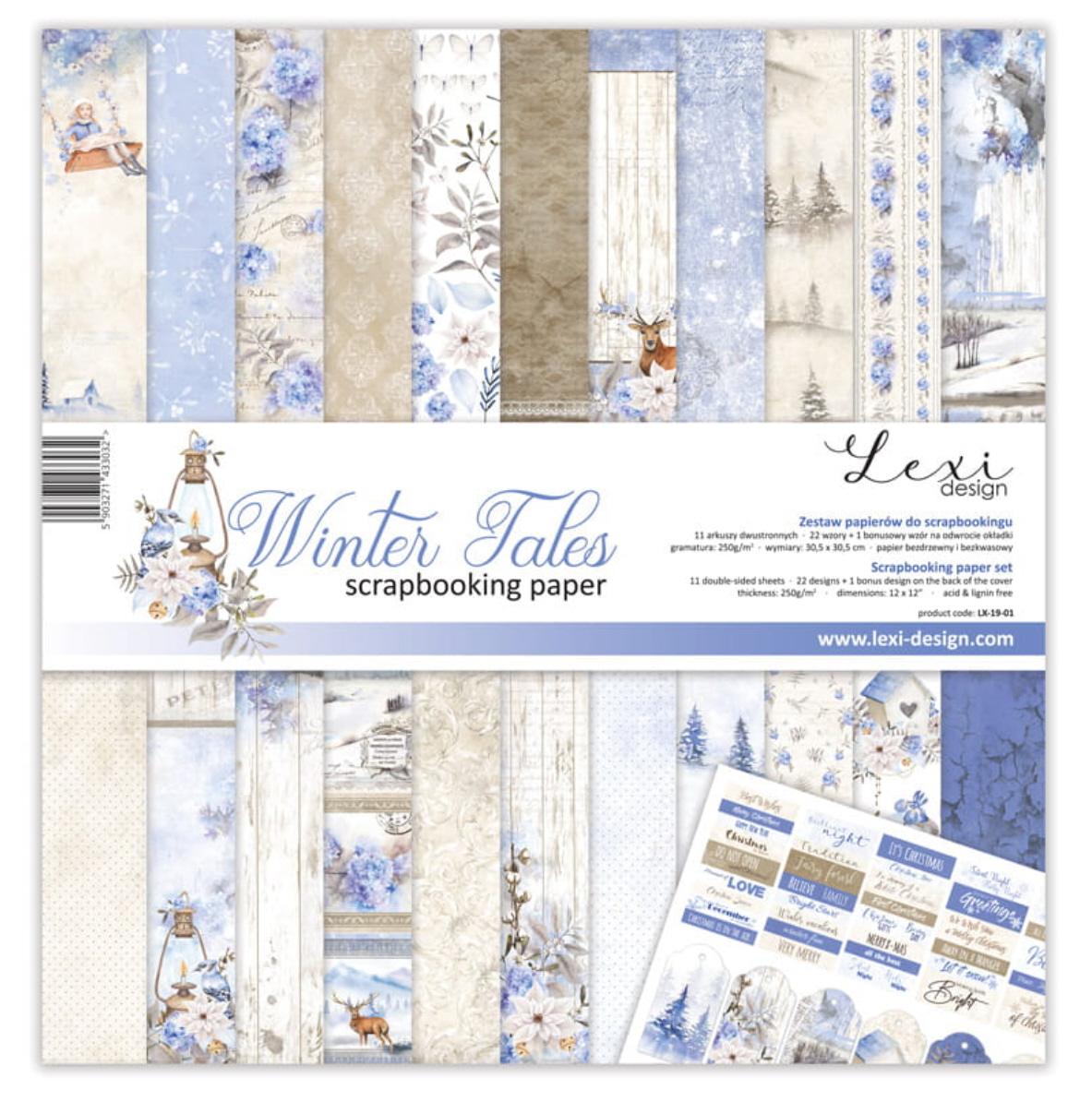 Winter Tales Scrapbooking-Papier Set 30,5x30,5cm 250g/m² 11 Blatt doppelseitig