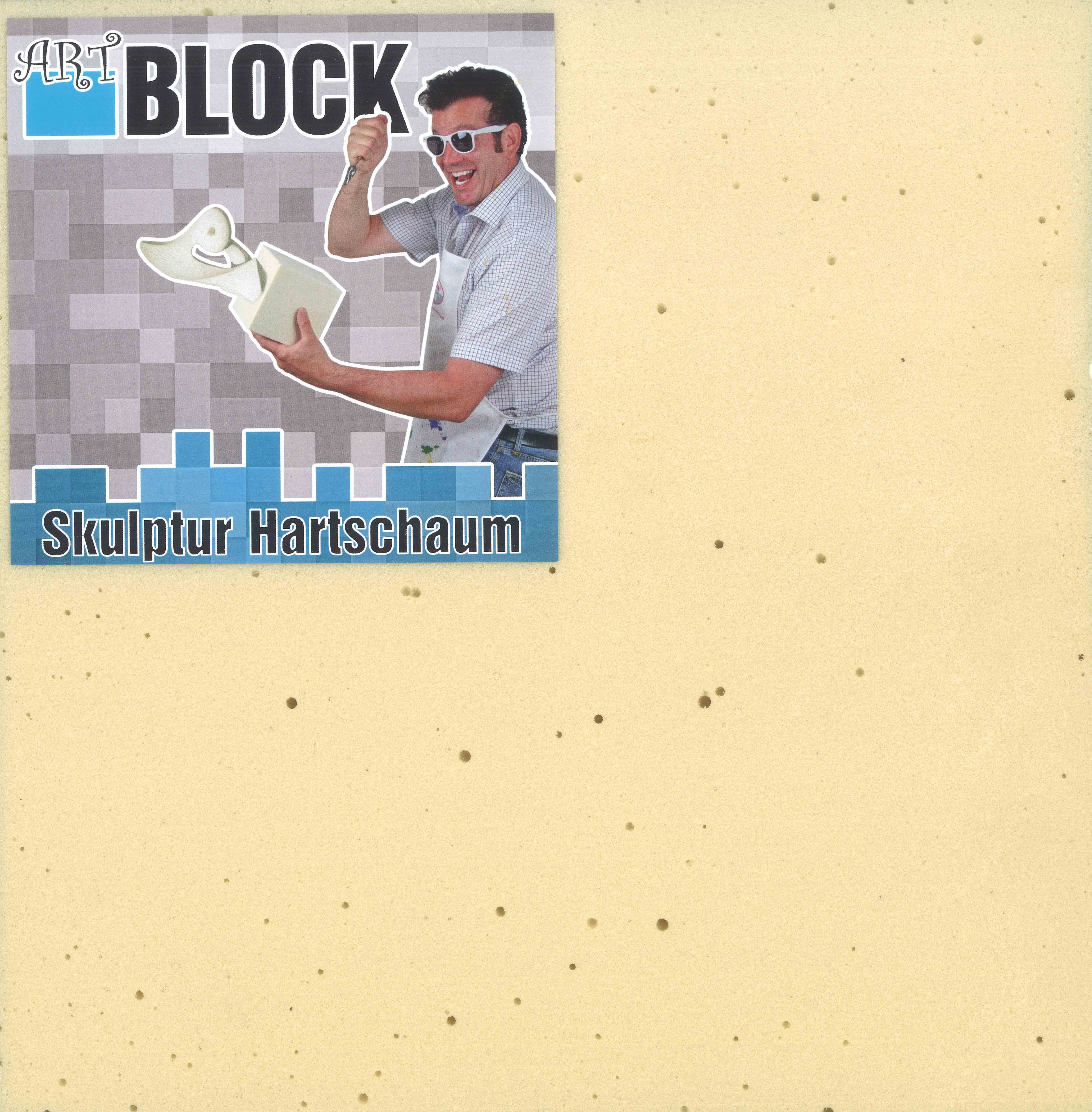 Art Block Skulptur Hartschaum Schnitzblock, 15x15x5cm + 15x5x2,5