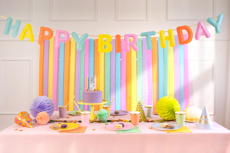 Happy Birthday Filz-Banner – Bunte Buchstabengirlande 3m Happy Birthday Filz-Banner – Bunte Buchstabengirlande 3m