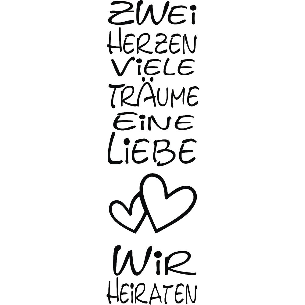 Stempel - ZWEI HERZEN VIELE TRÄUME EINE LIEBE, 12x4 cm