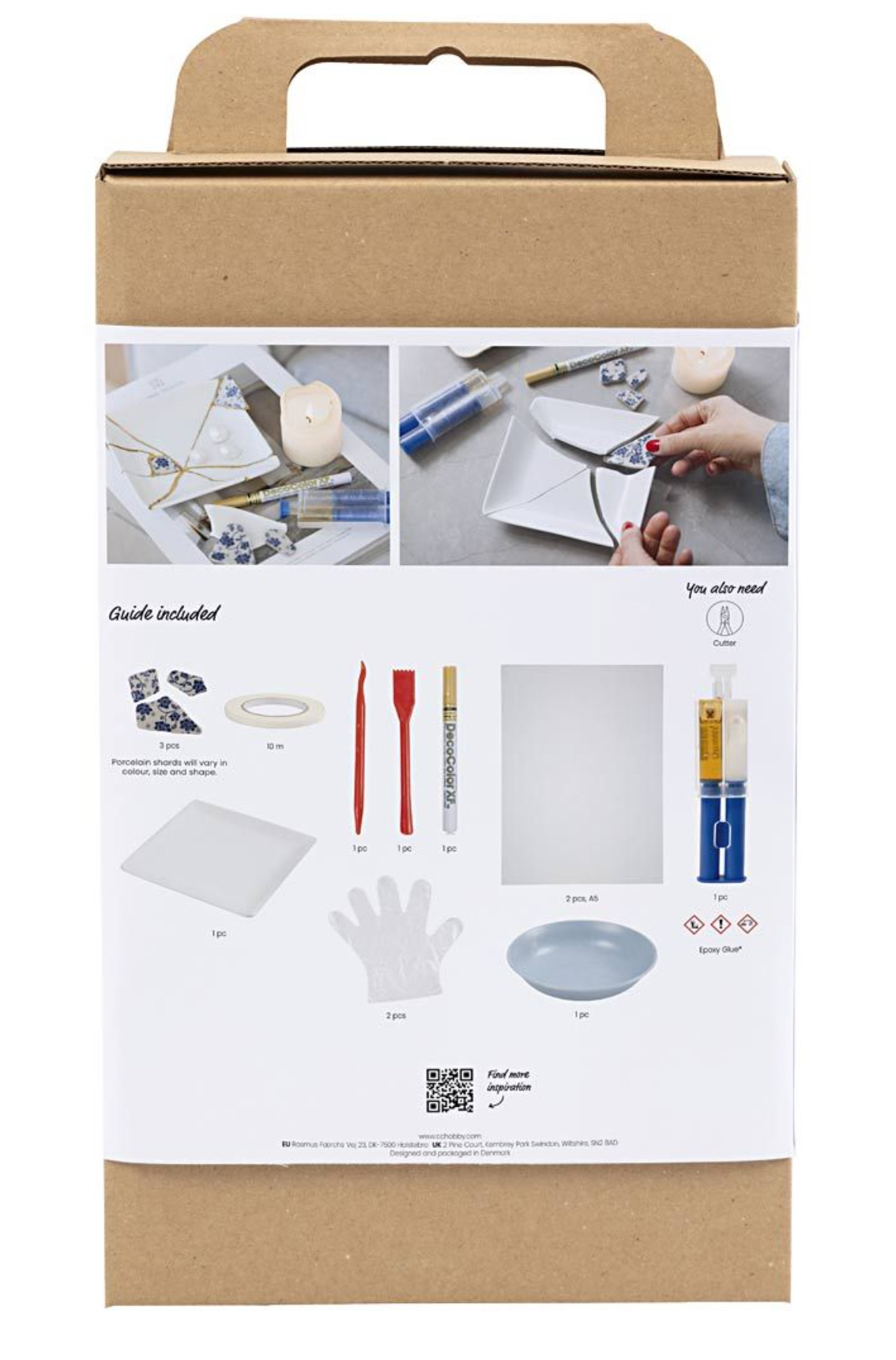 Kreativ Set Kintsugi Schale Blau Gold Weiß