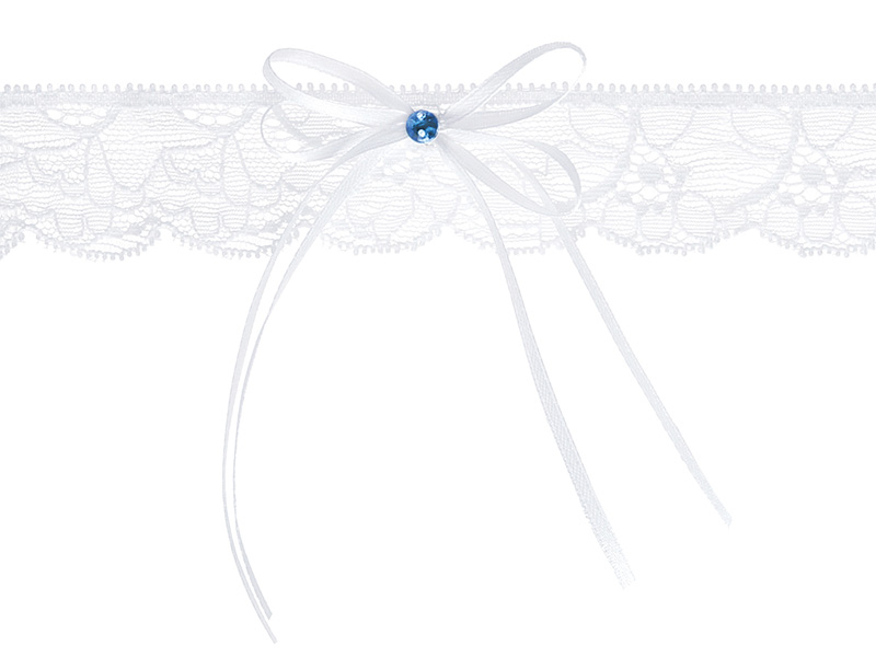 Strumpfband Bridal Garter weiß Spitze Masche Strass