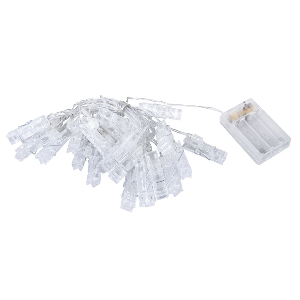 LED Lichterkette mit Clips , 25 Lichter, 390cm ,  Timer,  Batterie