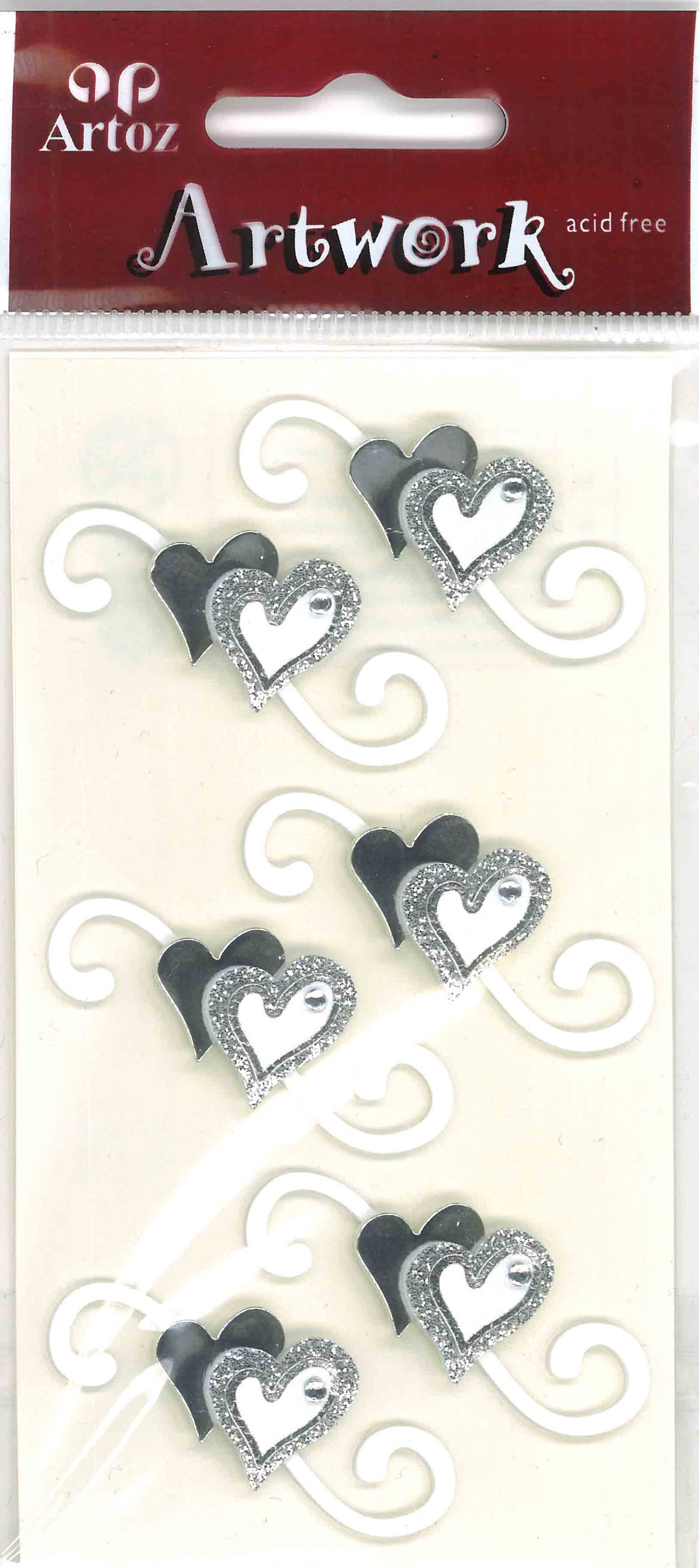Sticker Herzen silber glanz Papiersticker Scrapbooking