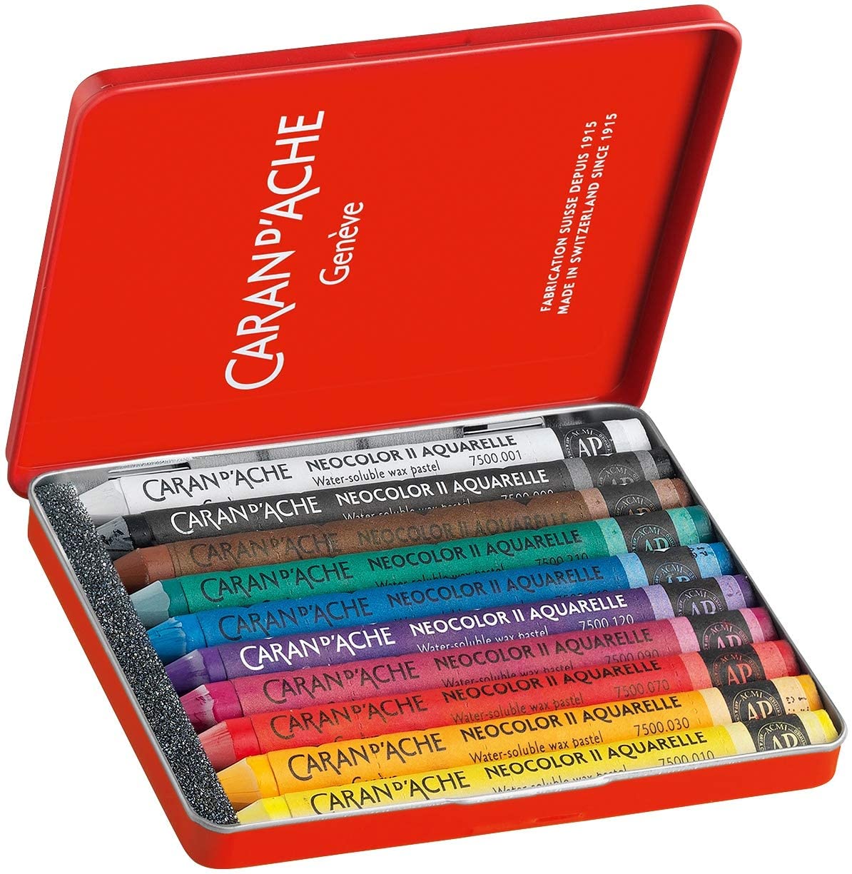 Caran D'Ache NEOCOLOR II Aquarelle Wachspastelle in Metallbox 10 Stück