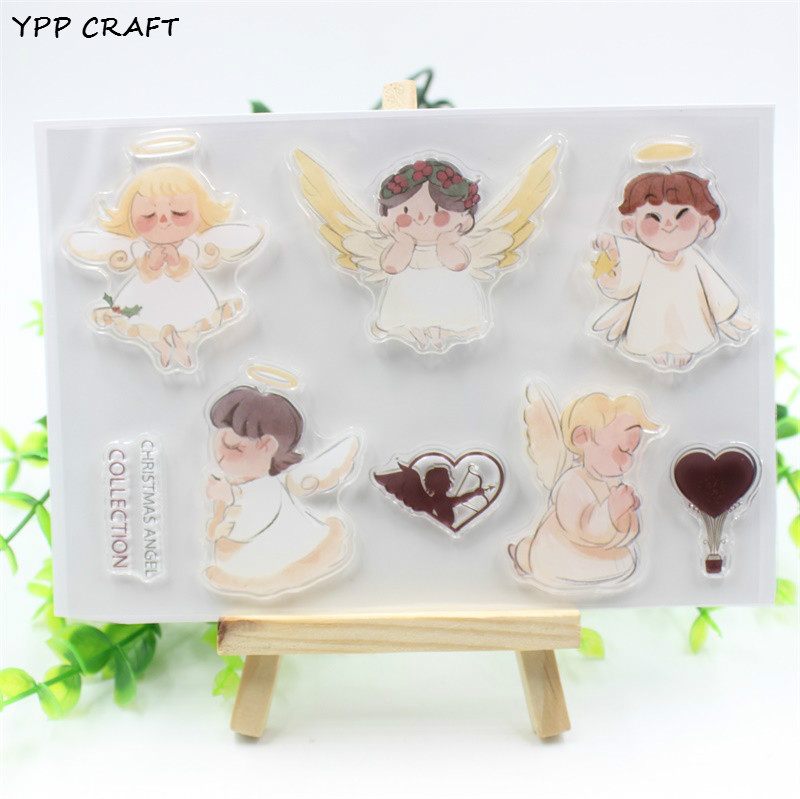 Silikonstempelset Stempel Clear, Christmas Angels Engel Weihnachtsengel Schutzengel, 11,5x16,5cm Set , 8- teilig, transparent