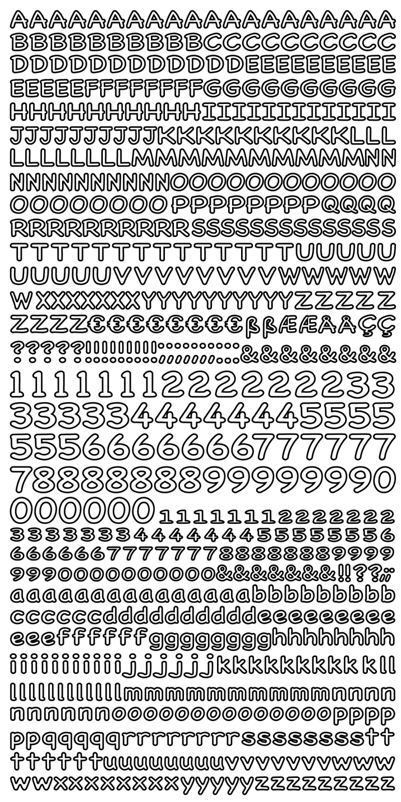 Sticker Buchstaben-Set, 5mm, metallic
