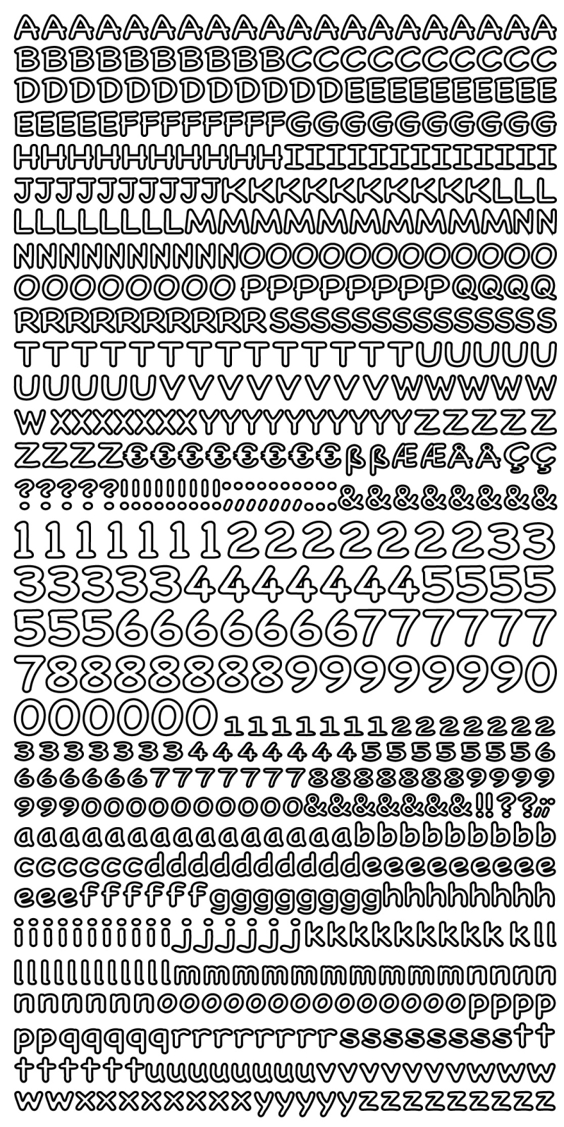 Sticker Buchstaben-Set, 5mm, metallic